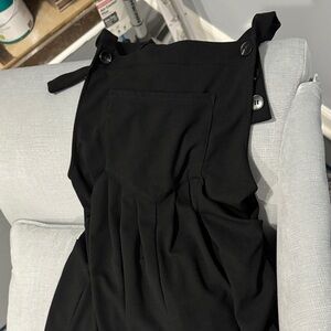 Black Buttoned Overalls